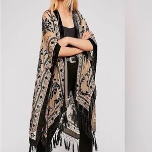 Free People Nightbird Black + Beige Kimono